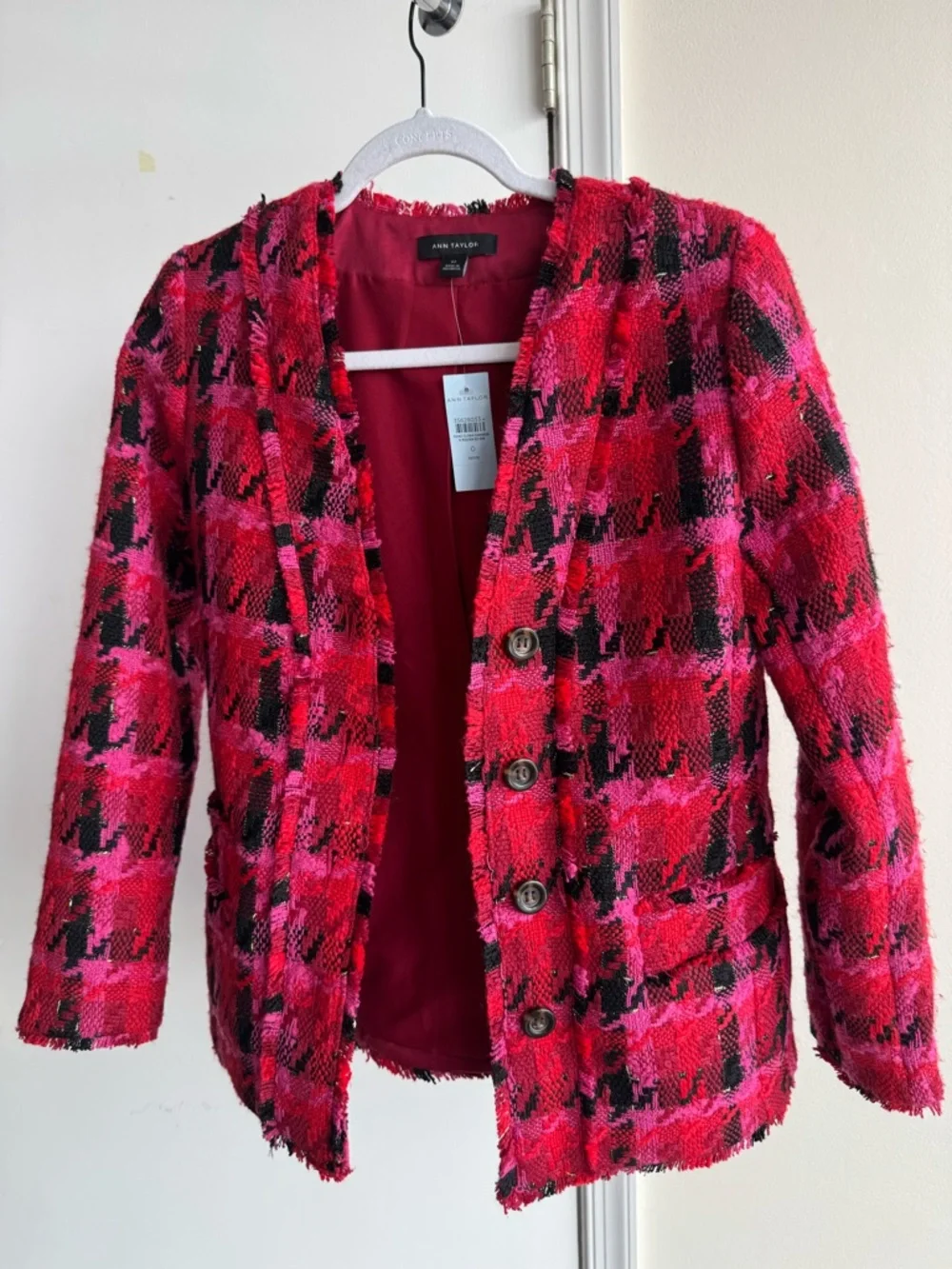 NWT Ann Taylor pink and black tweed dress and Blazer set size 0 petite - Picture 13 of 16